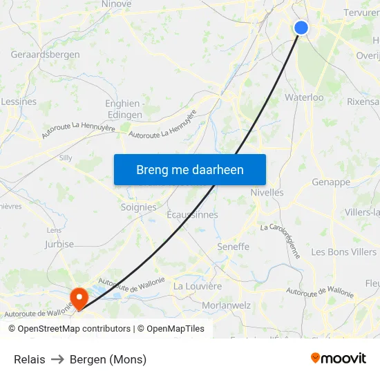 Relais to Bergen (Mons) map