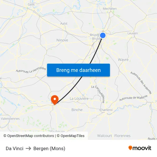 Da Vinci to Bergen (Mons) map
