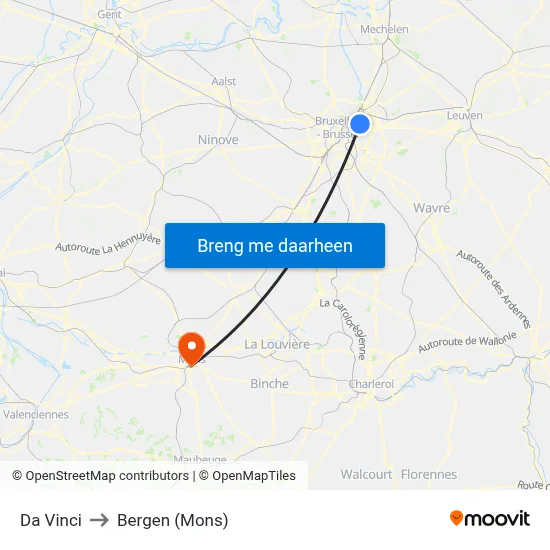 Da Vinci to Bergen (Mons) map