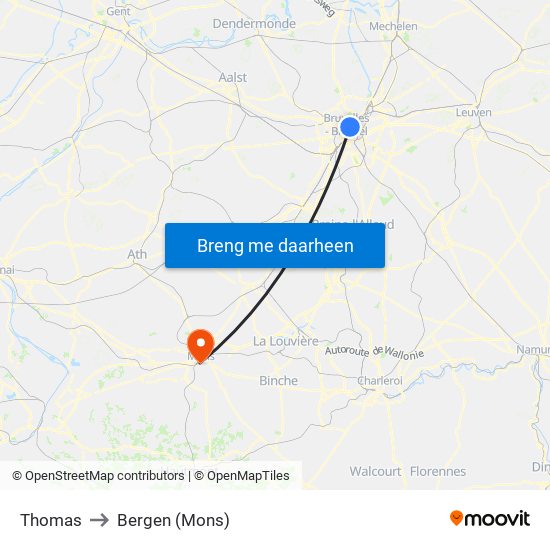 Thomas to Bergen (Mons) map
