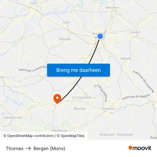 Thomas to Bergen (Mons) map