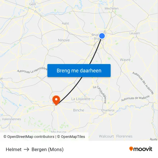 Helmet to Bergen (Mons) map