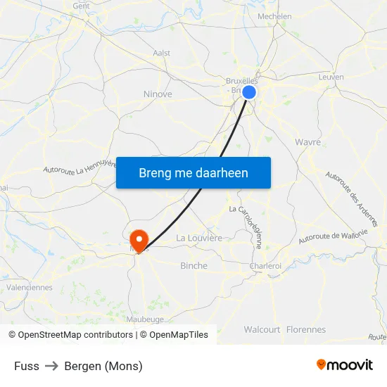 Fuss to Bergen (Mons) map