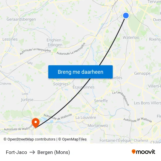 Fort-Jaco to Bergen (Mons) map