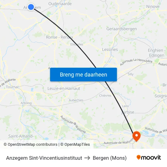 Anzegem Sint-Vincentiusinstituut to Bergen (Mons) map