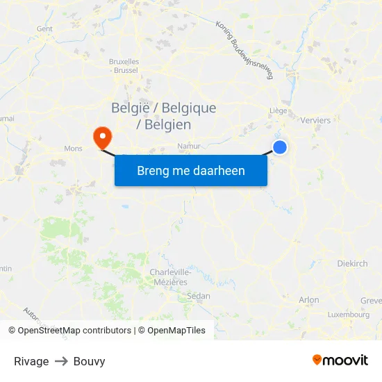 Rivage to Bouvy map