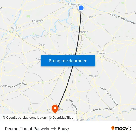 Deurne Florent Pauwels to Bouvy map