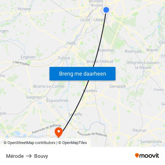 Mérode to Bouvy map
