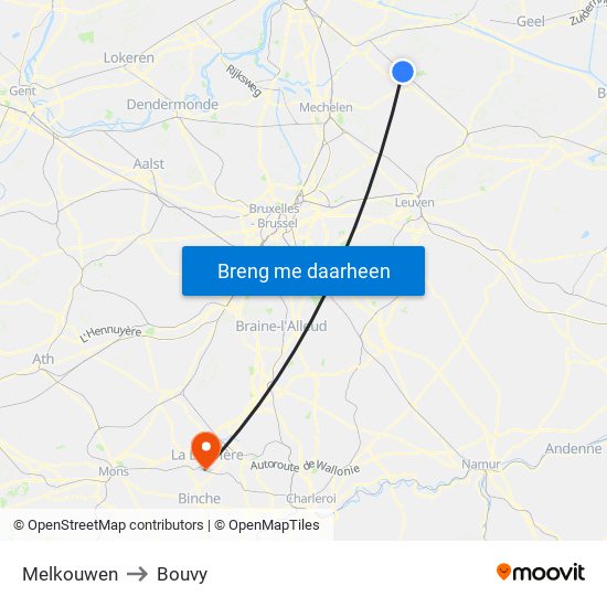Melkouwen to Bouvy map