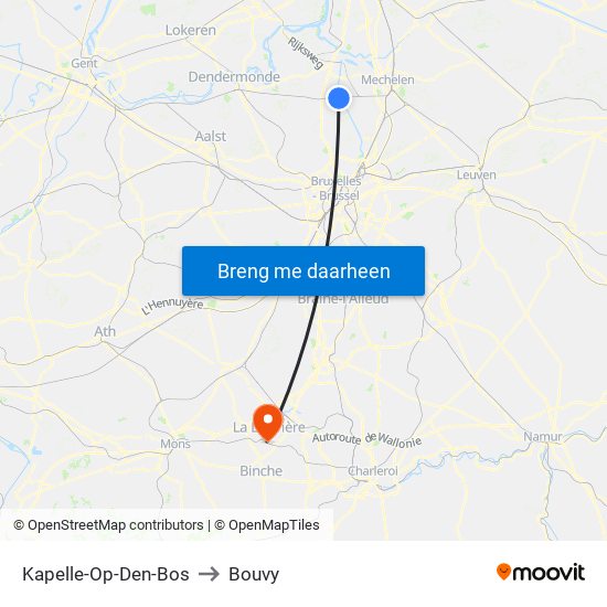 Kapelle-Op-Den-Bos to Bouvy map