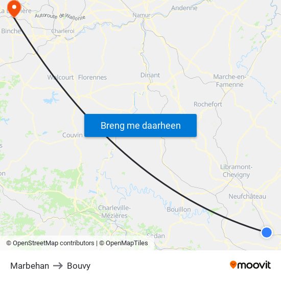 Marbehan to Bouvy map