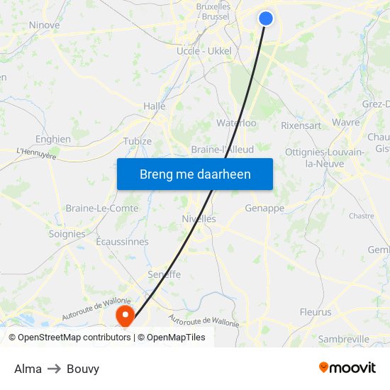 Alma to Bouvy map