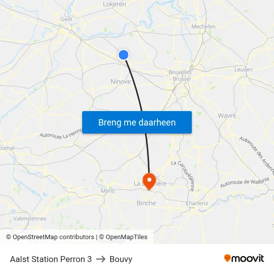 Aalst Station Perron 3 to Bouvy map