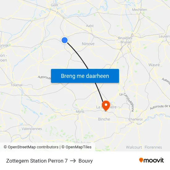 Zottegem Station Perron 7 to Bouvy map