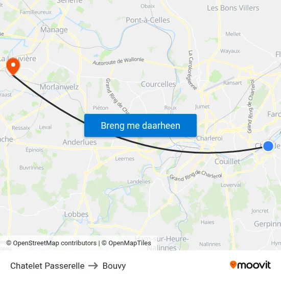 Chatelet Passerelle to Bouvy map