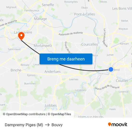Dampremy Piges (M) to Bouvy map