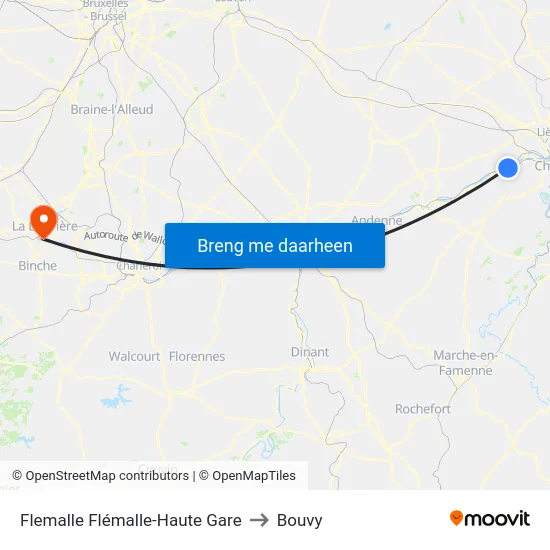 Flemalle Flémalle-Haute Gare to Bouvy map