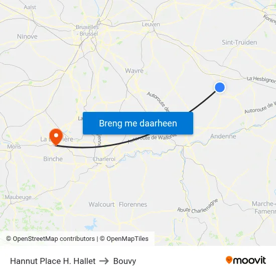 Hannut Place H. Hallet to Bouvy map