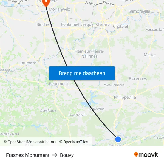 Frasnes Monument to Bouvy map