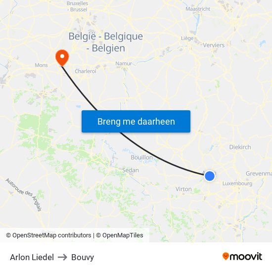 Arlon Liedel to Bouvy map