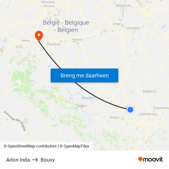 Arlon Inda to Bouvy map