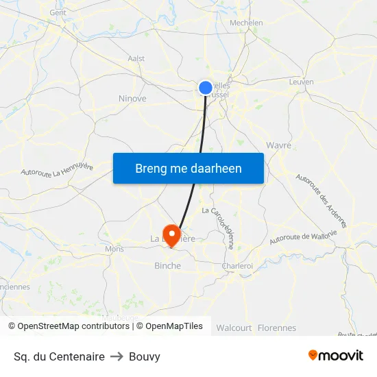 Sq. du Centenaire to Bouvy map