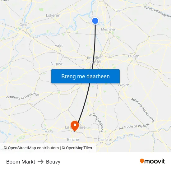 Boom Markt to Bouvy map