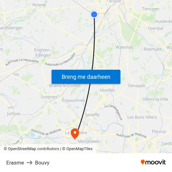 Erasme to Bouvy map