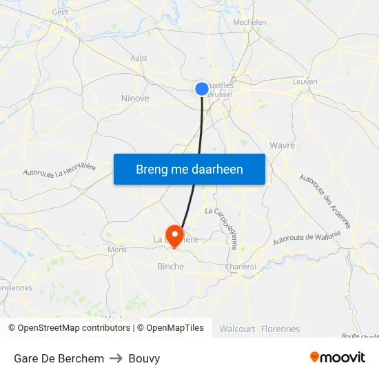 Gare De Berchem to Bouvy map