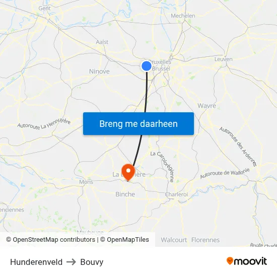 Hunderenveld to Bouvy map