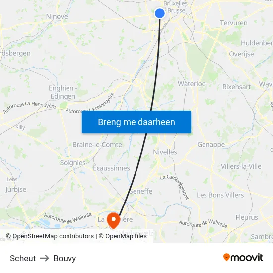 Scheut to Bouvy map