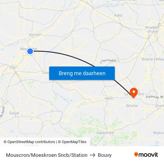 Mouscron/Moeskroen Sncb/Station to Bouvy map