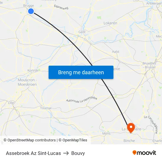 Assebroek Az Sint-Lucas to Bouvy map
