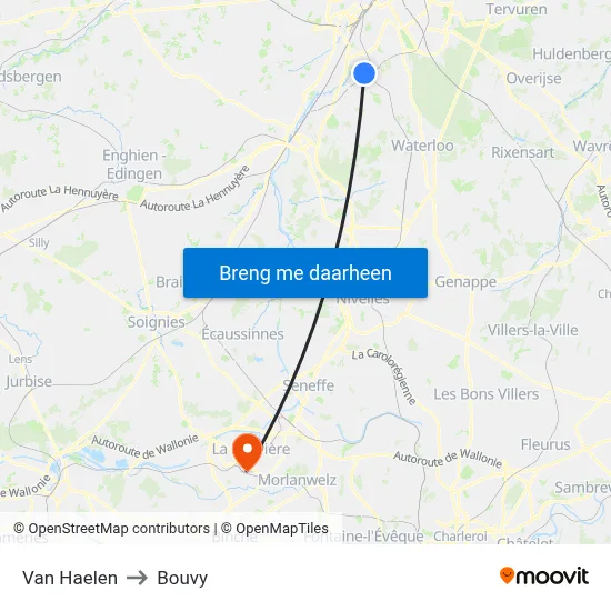Van Haelen to Bouvy map