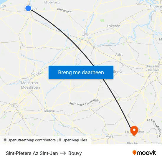 Sint-Pieters Az Sint-Jan to Bouvy map