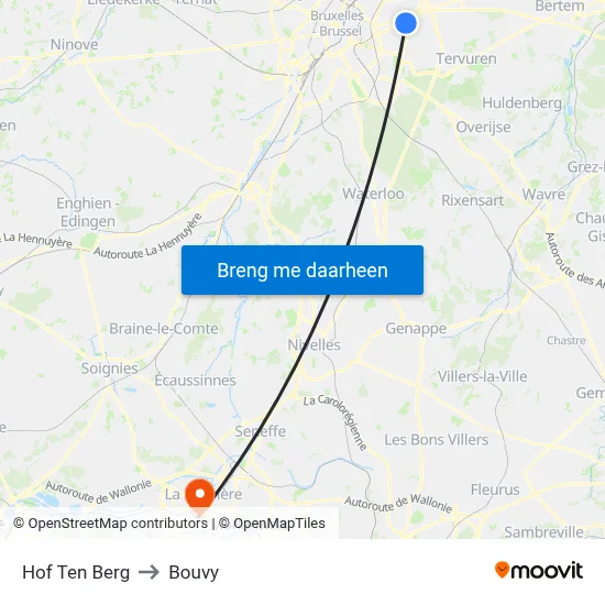 Hof Ten Berg to Bouvy map