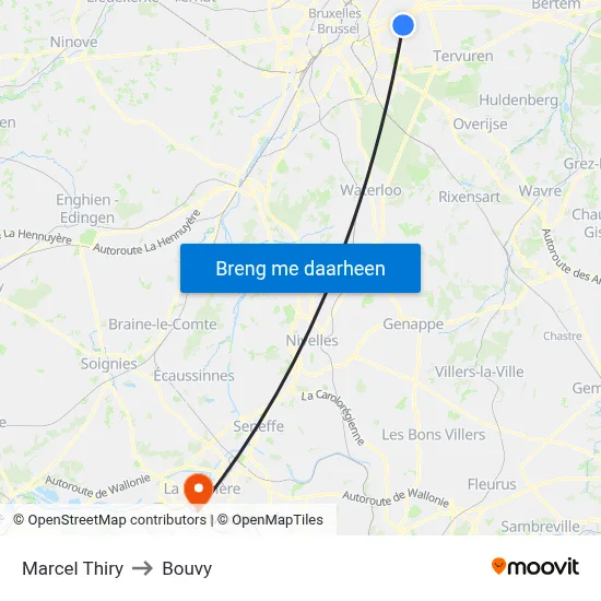 Marcel Thiry to Bouvy map