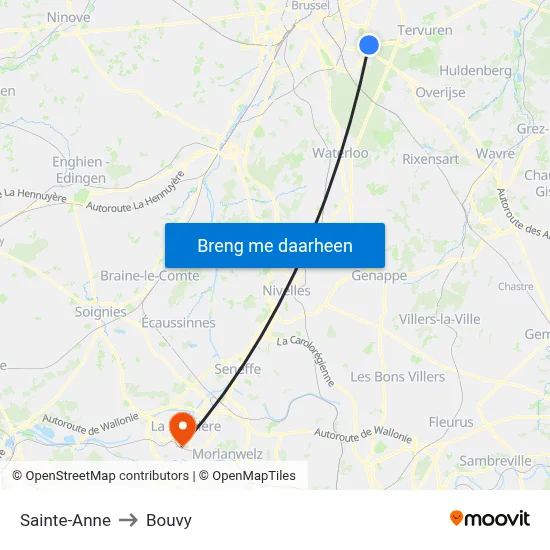 Sainte-Anne to Bouvy map