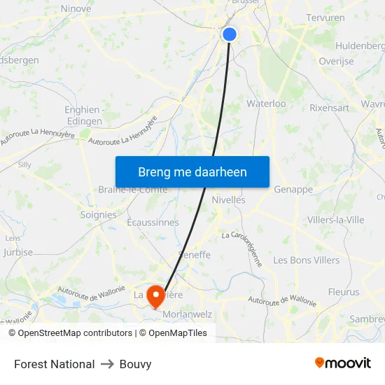 Forest National to Bouvy map