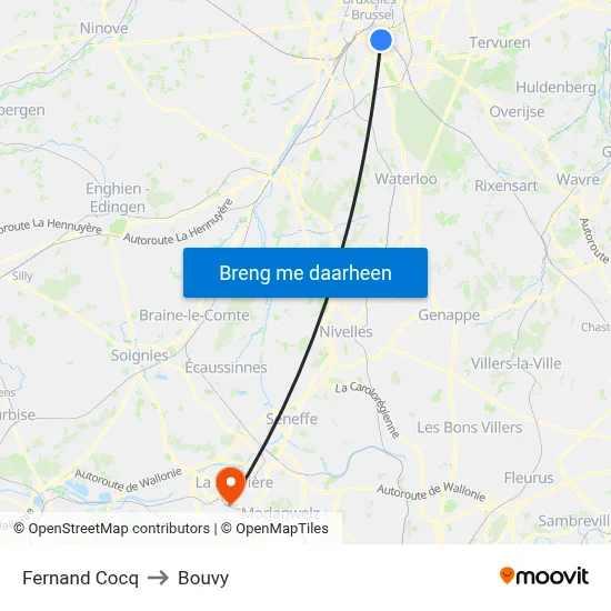 Fernand Cocq to Bouvy map