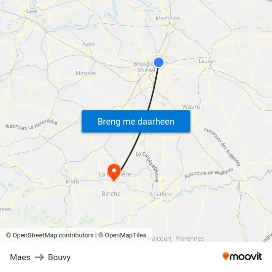 Maes to Bouvy map