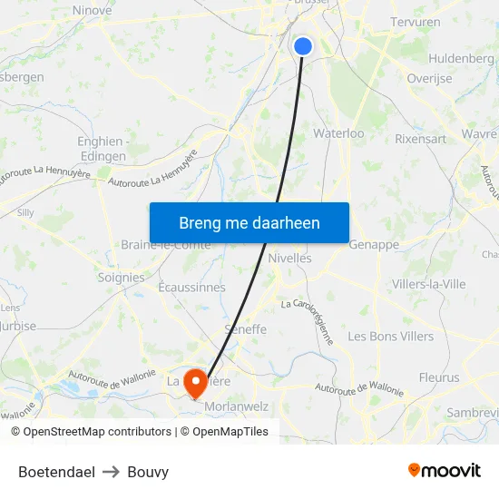 Boetendael to Bouvy map