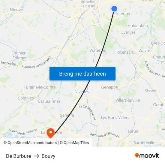 De Burbure to Bouvy map