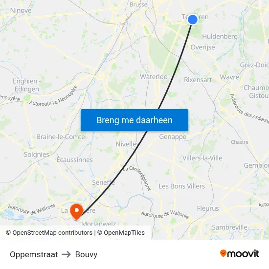 Oppemstraat to Bouvy map