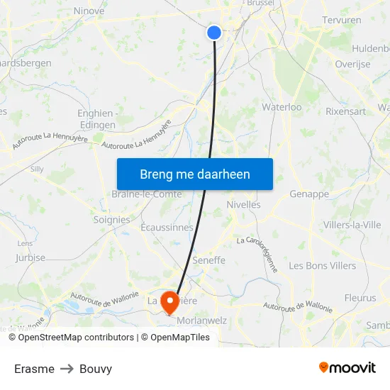 Erasme to Bouvy map