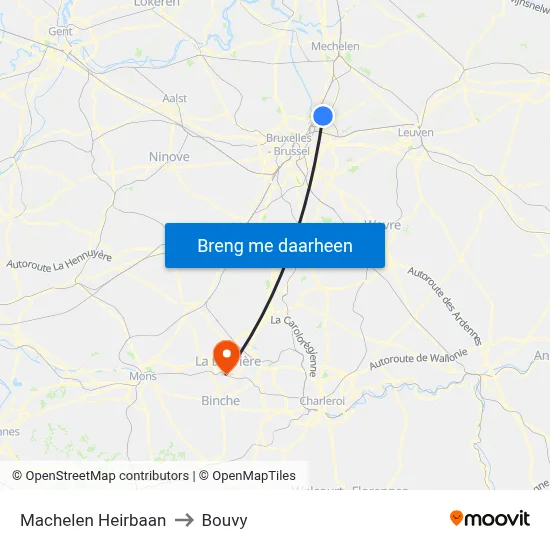 Machelen Heirbaan to Bouvy map