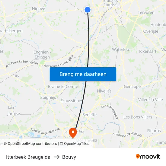 Itterbeek Breugeldal to Bouvy map
