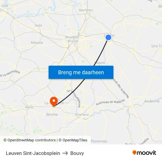 Leuven Sint-Jacobsplein to Bouvy map