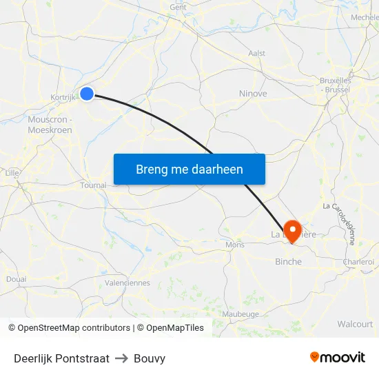 Deerlijk Pontstraat to Bouvy map