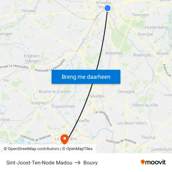 Sint-Joost-Ten-Node Madou to Bouvy map